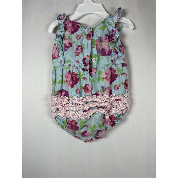 Ruffle Butts Blue Floral Romper Size 6-12 M Preowned - Picture 8 of 11